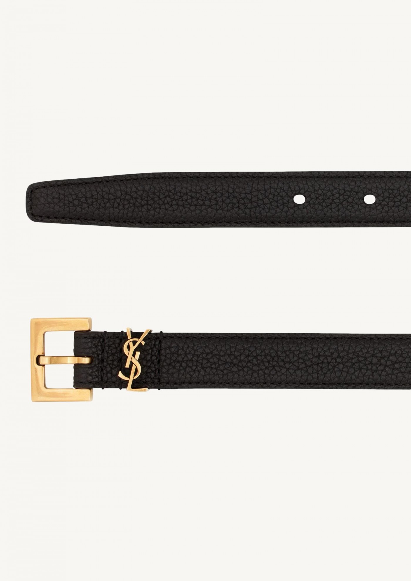 Fine cassandre belt in black/gold grained leather