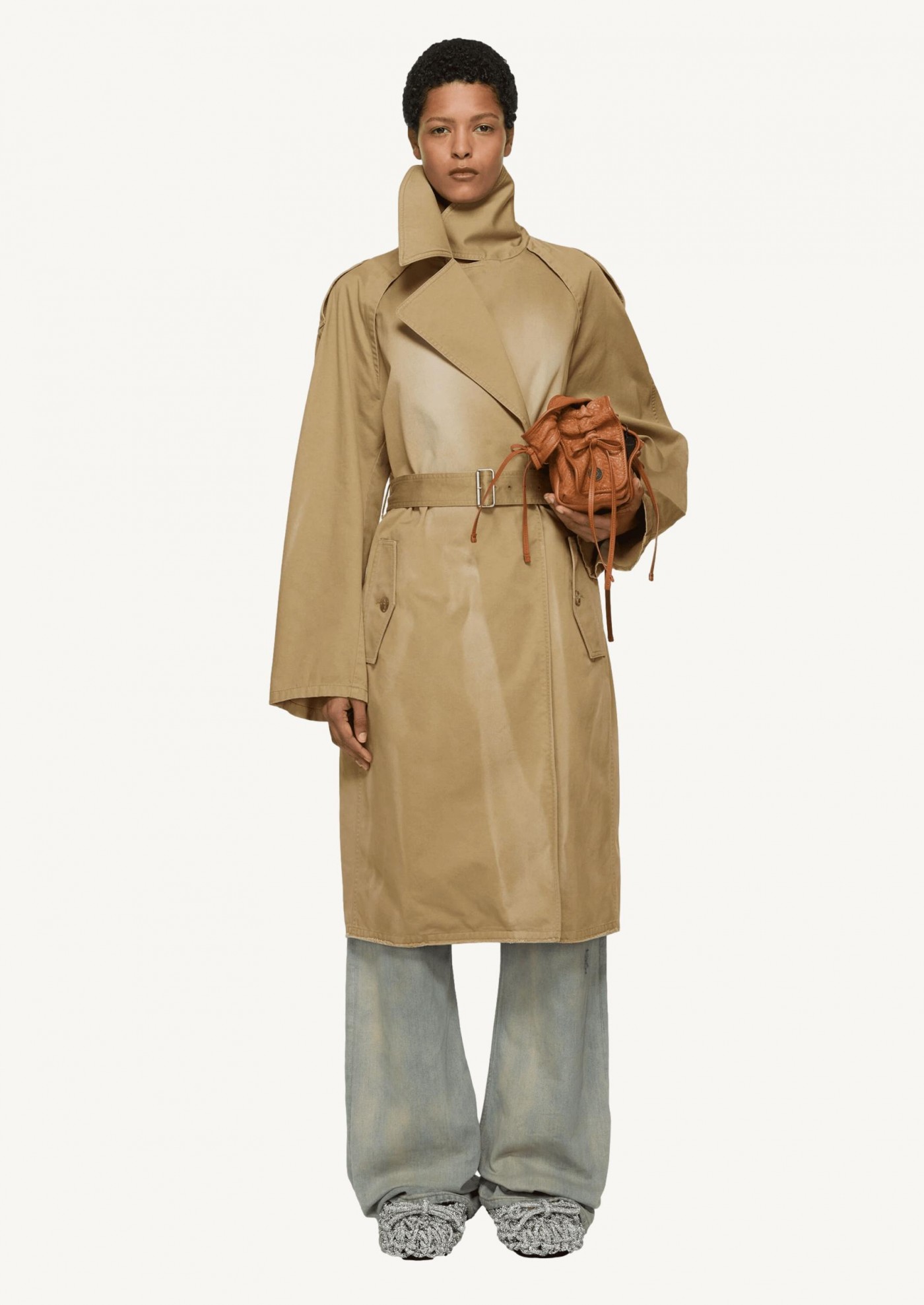 Beige belted coat