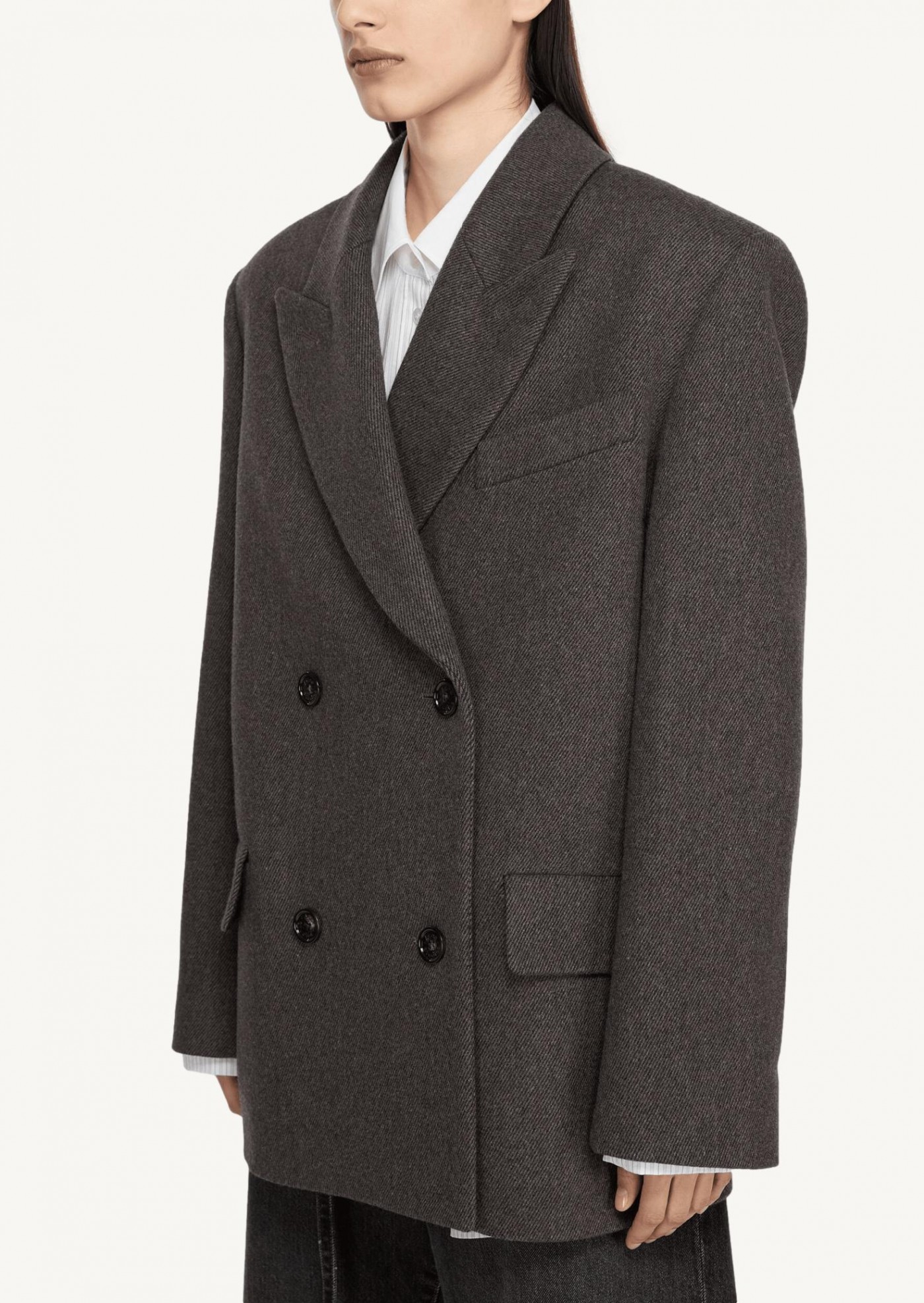 Double-breasted twill coat