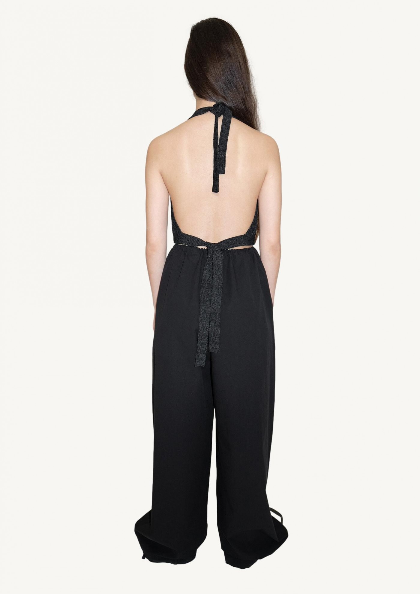 Black wide-leg maxi pants