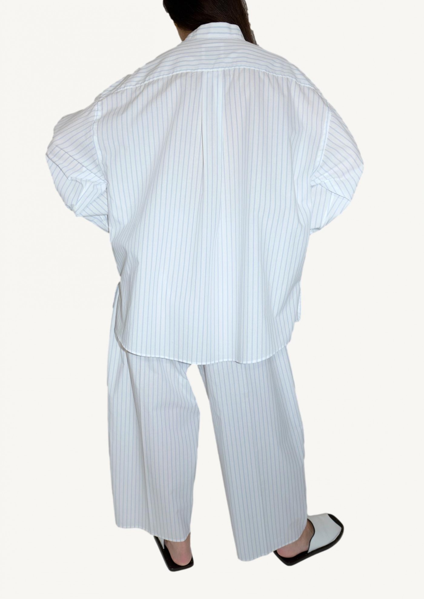 Pyjamas in striped Japanese cotton poplin