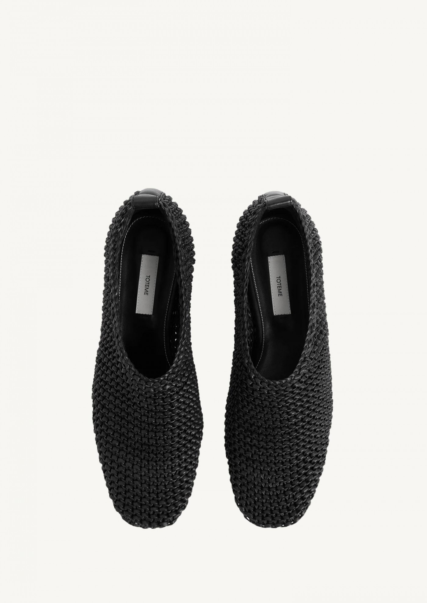 Woven leather ballerinas black