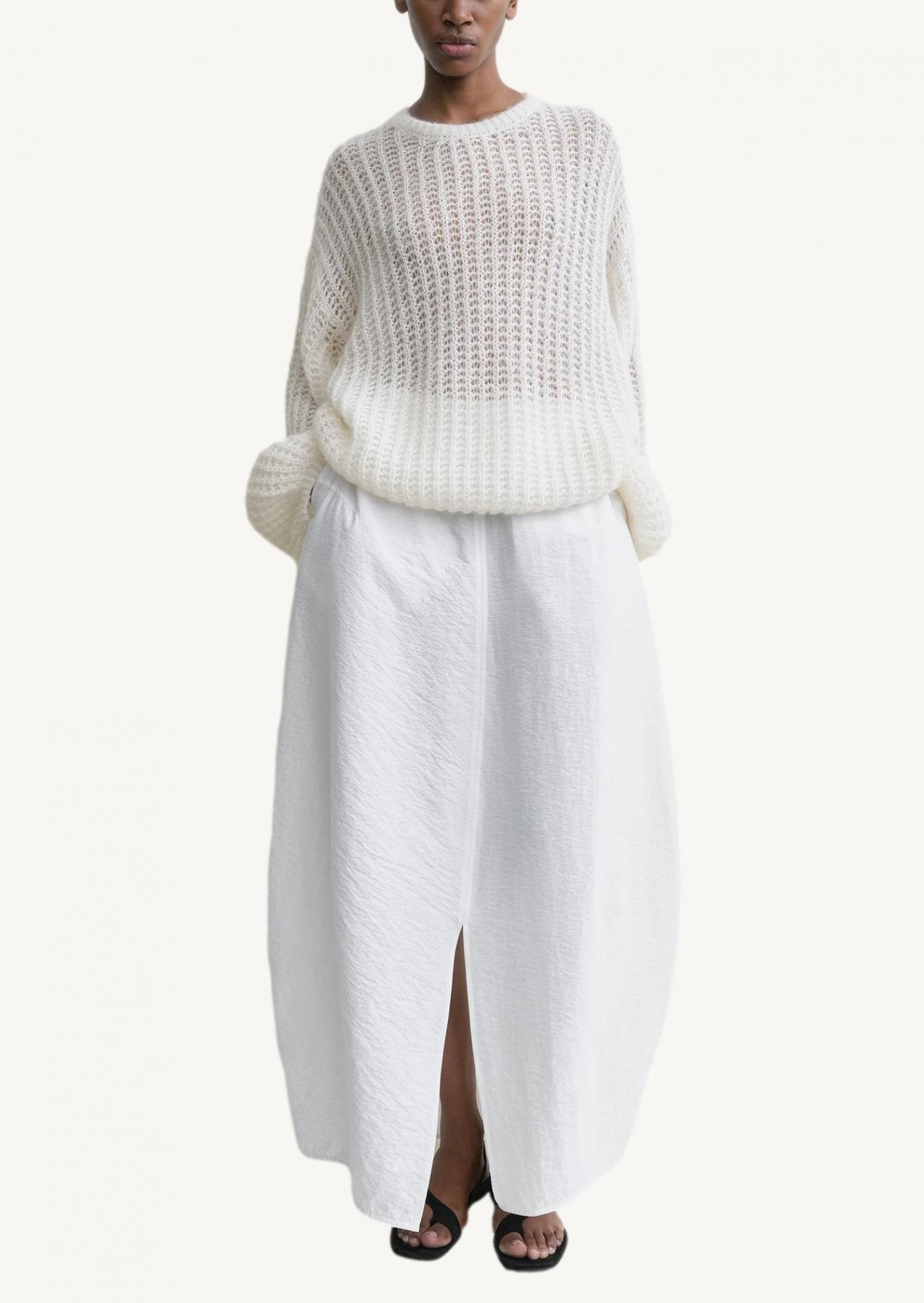 Puffed knit off-white