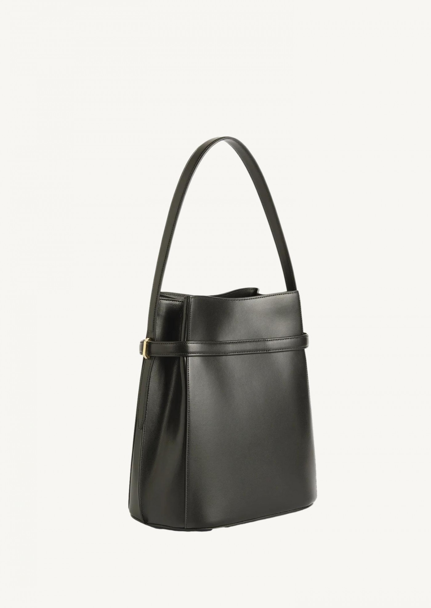 Belted leather bucket bag bark