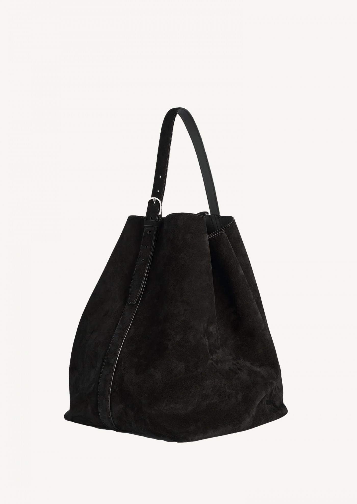 Belted suede tote espresso