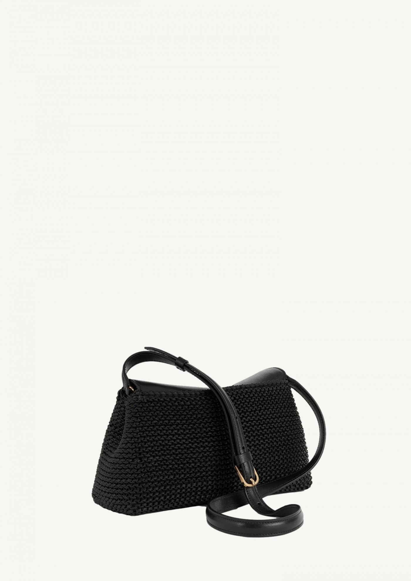 Pochette T-Lock en cuir tressé noir